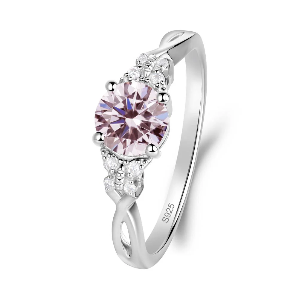 Round Pink Cubic Zirconia Butterfly Ring
