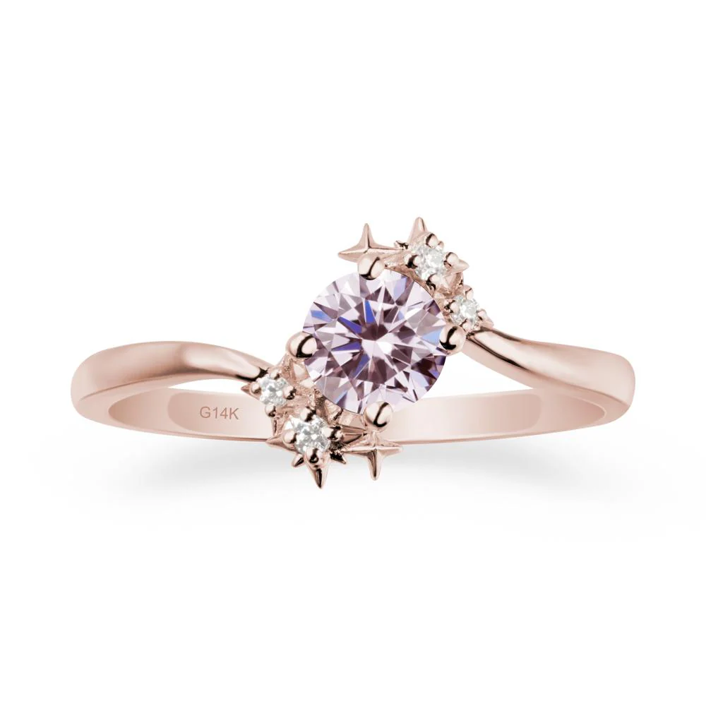 Round Pink Cubic Zirconia Bypass Ring - Image 2