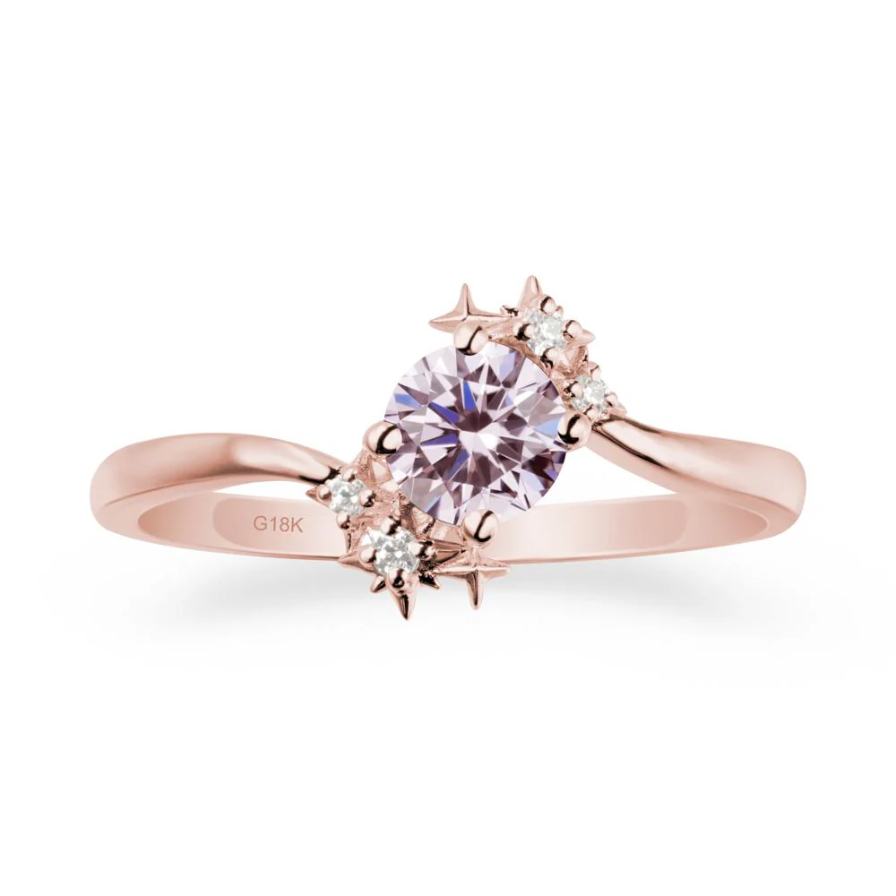 Round Pink Cubic Zirconia Bypass Ring - Image 4