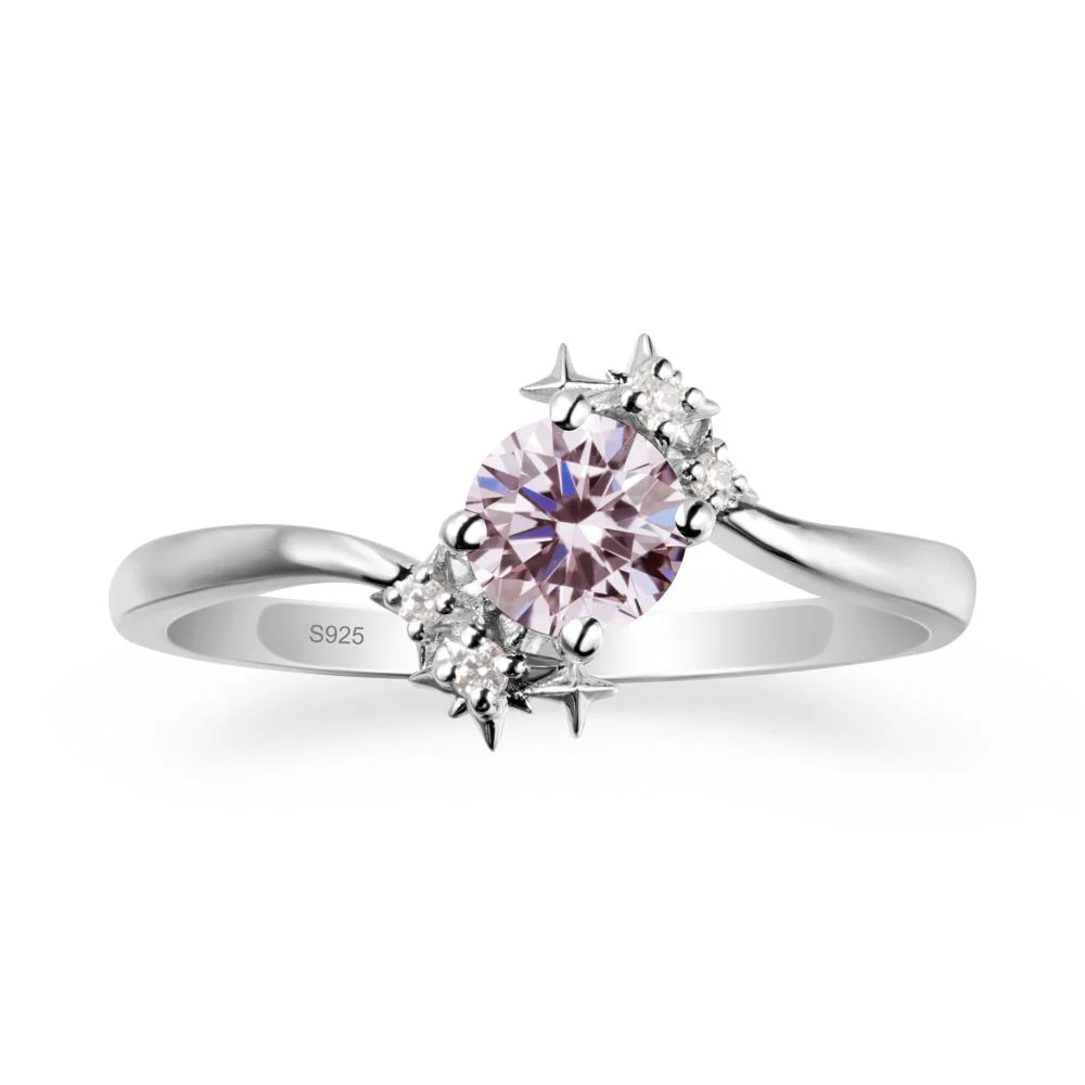 Round Pink Cubic Zirconia Bypass Ring - Image 9