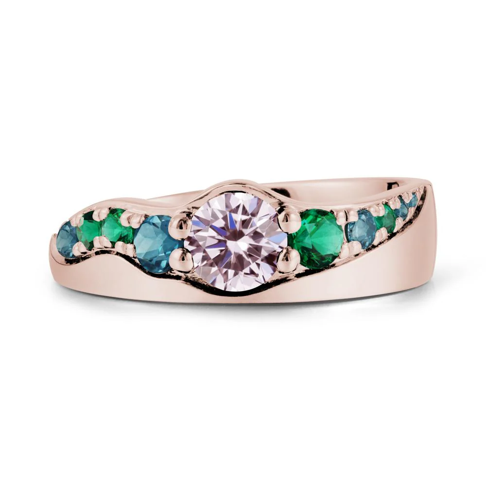 Round Pink Cubic Zirconia Cluster Ring - Image 2