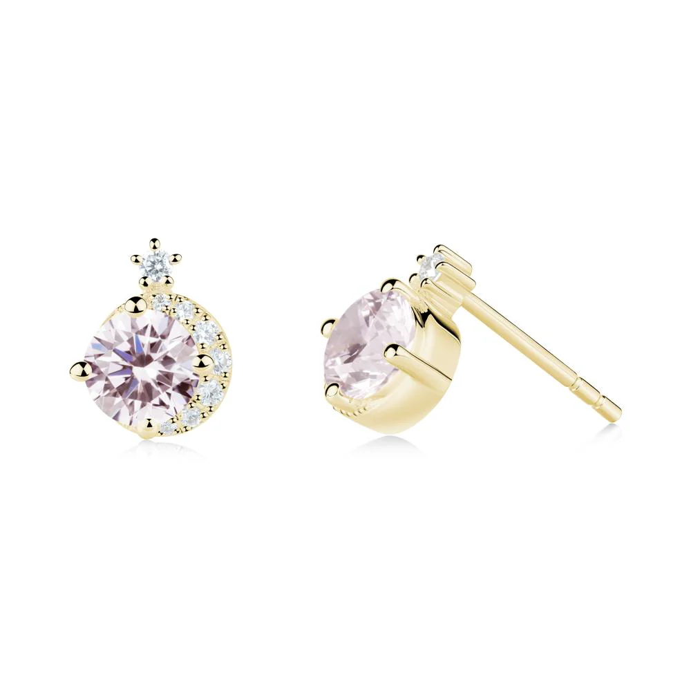 Round Pink Cubic Zirconia Crescent Stud Earrings - Image 8