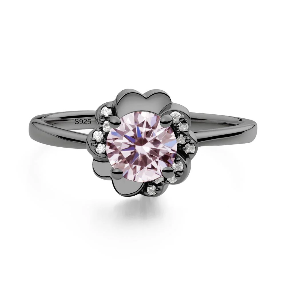 Round Pink Cubic Zirconia Floral Engagement Ring - Image 5