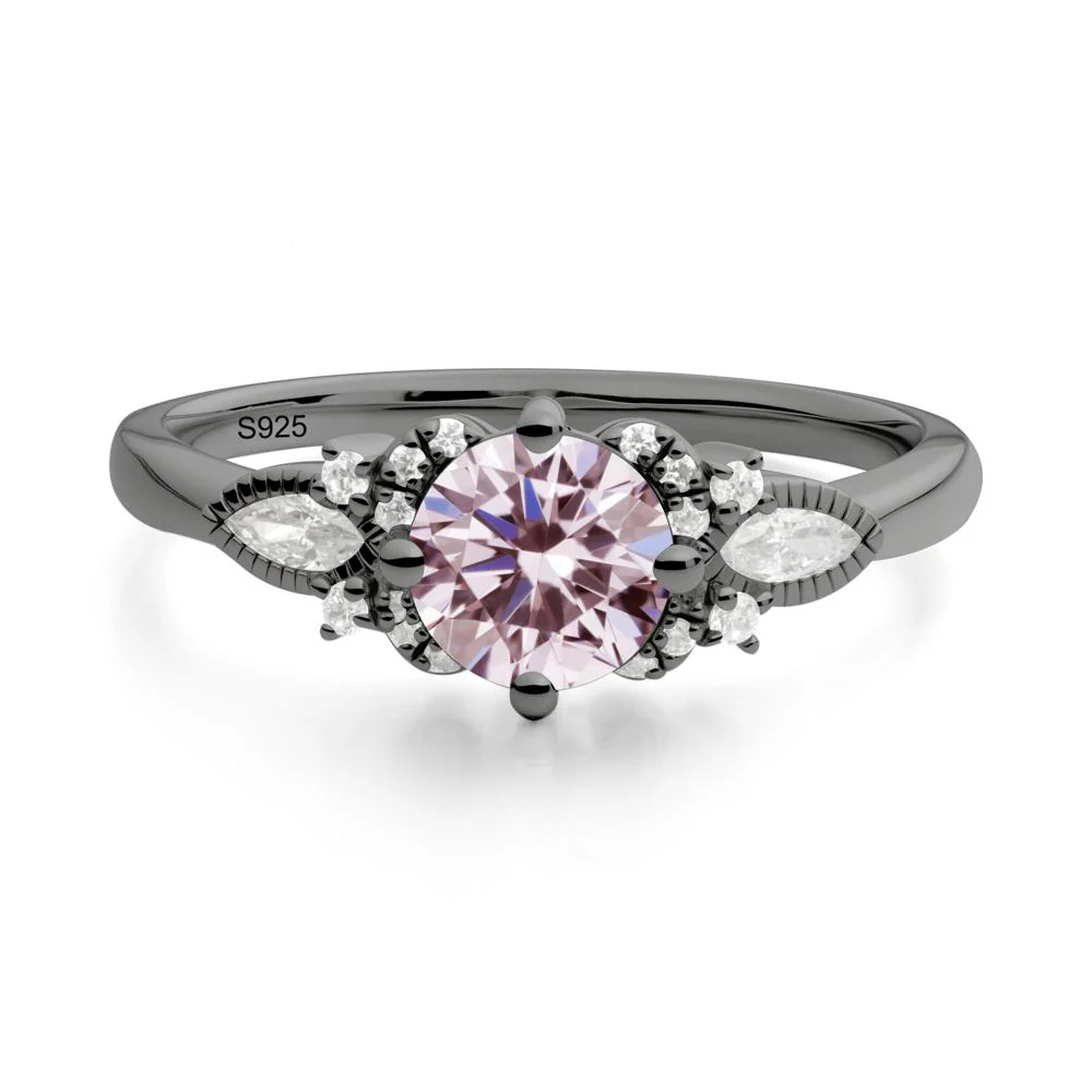 Round Pink Cubic Zirconia Floral Statement Ring