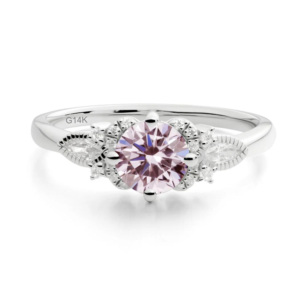 Round Pink Cubic Zirconia Floral Statement Ring - Image 5