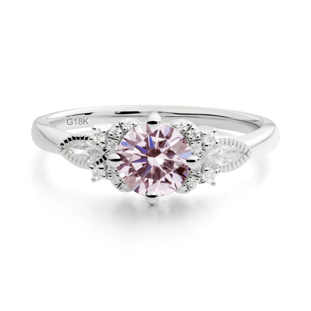 Round Pink Cubic Zirconia Floral Statement Ring - Image 6