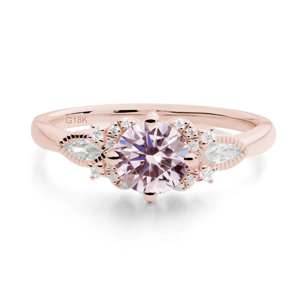 Round Pink Cubic Zirconia Floral Statement Ring - Image 8