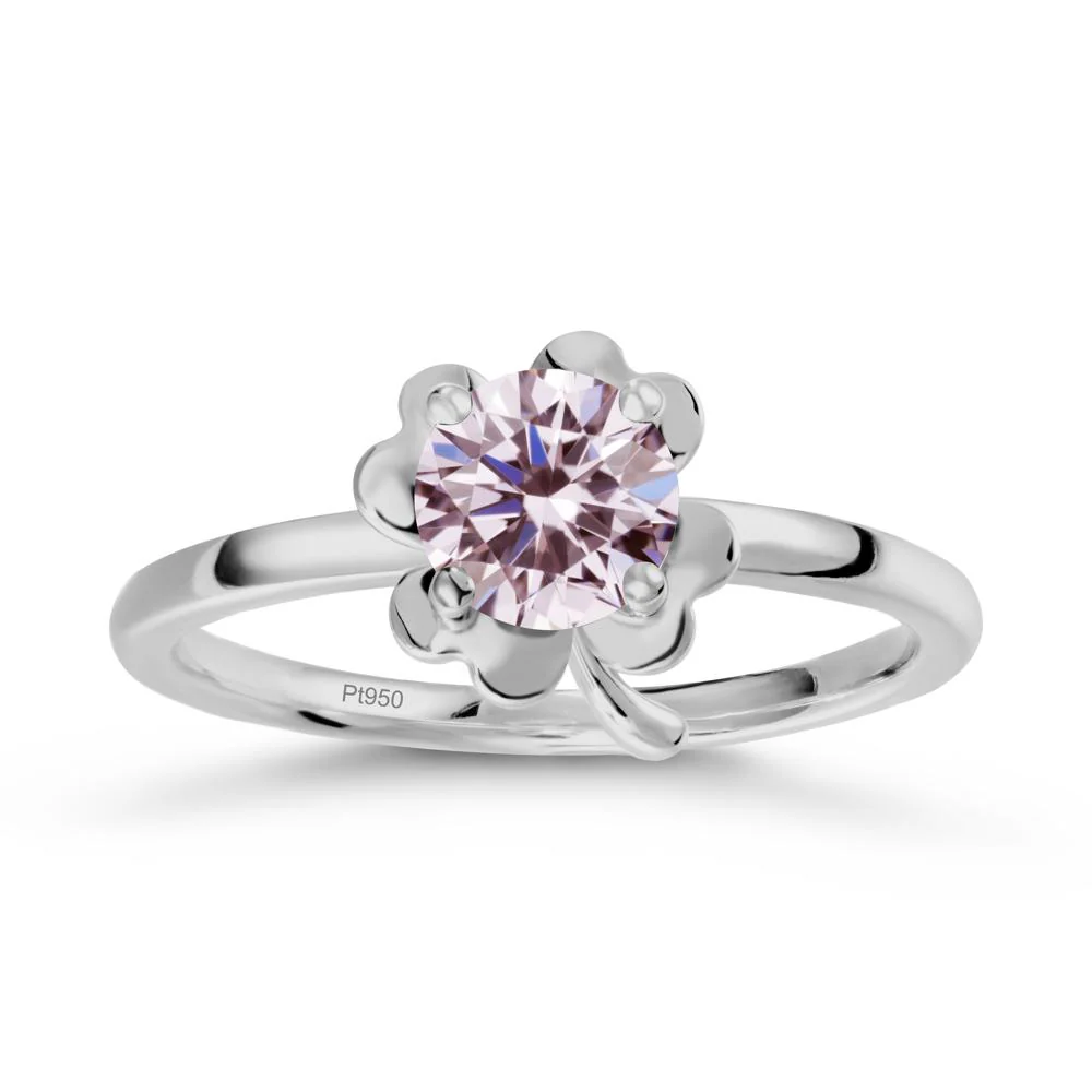 Round Pink Cubic Zirconia Four Leaf Clover Ring - Image 8
