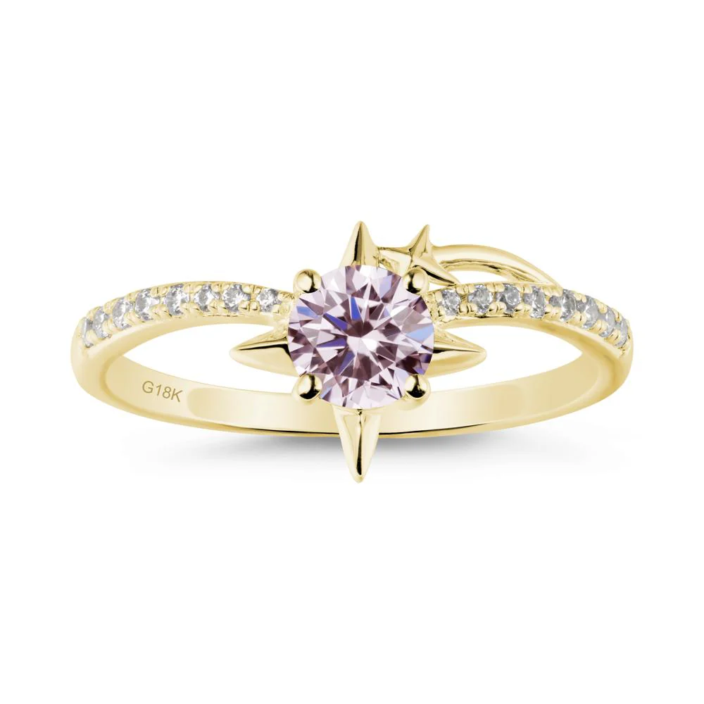 Round Pink Cubic Zirconia Four Point Star Ring - Image 6