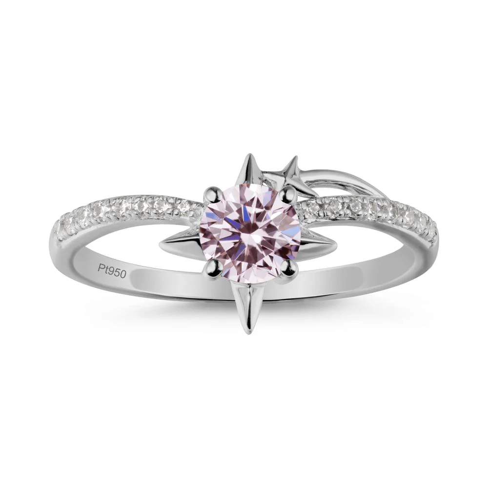Round Pink Cubic Zirconia Four Point Star Ring - Image 8