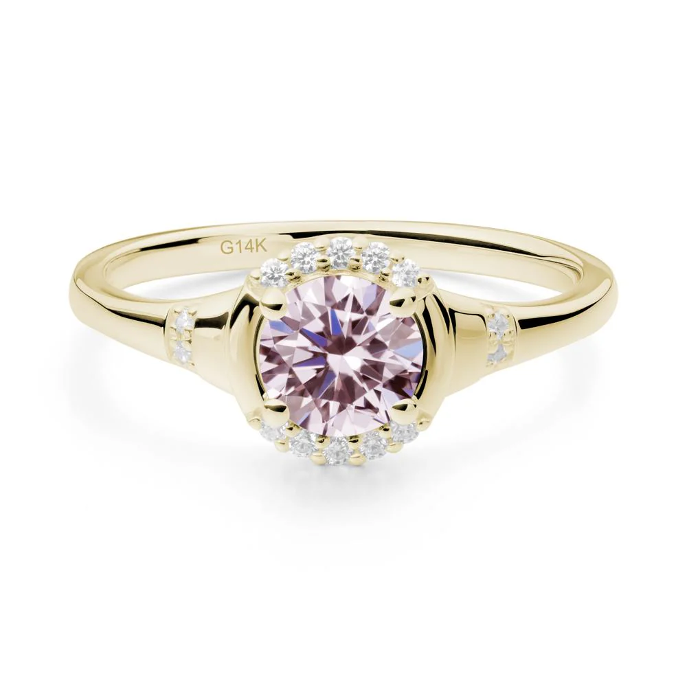 Round Pink Cubic Zirconia Halo Ring - Image 5