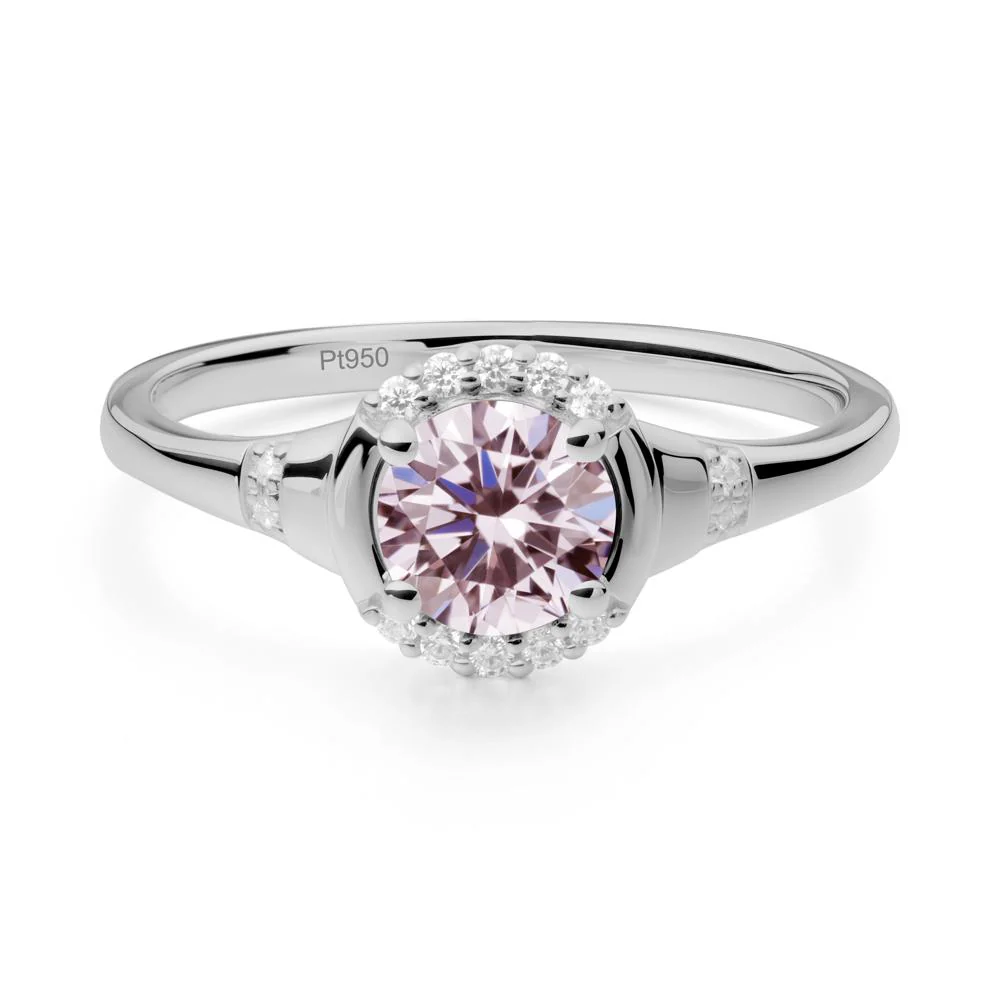 Round Pink Cubic Zirconia Halo Ring - Image 7