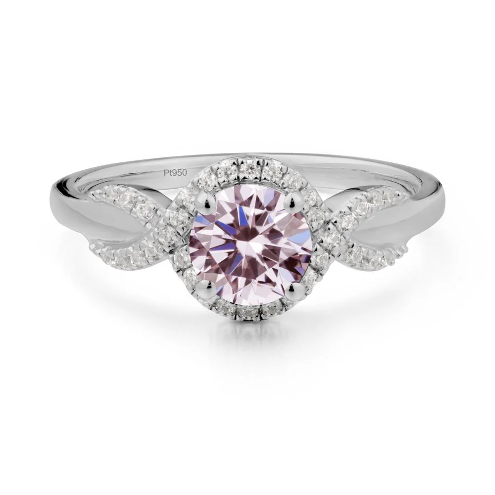 Round Pink Cubic Zirconia Halo Twist Ring - Image 8