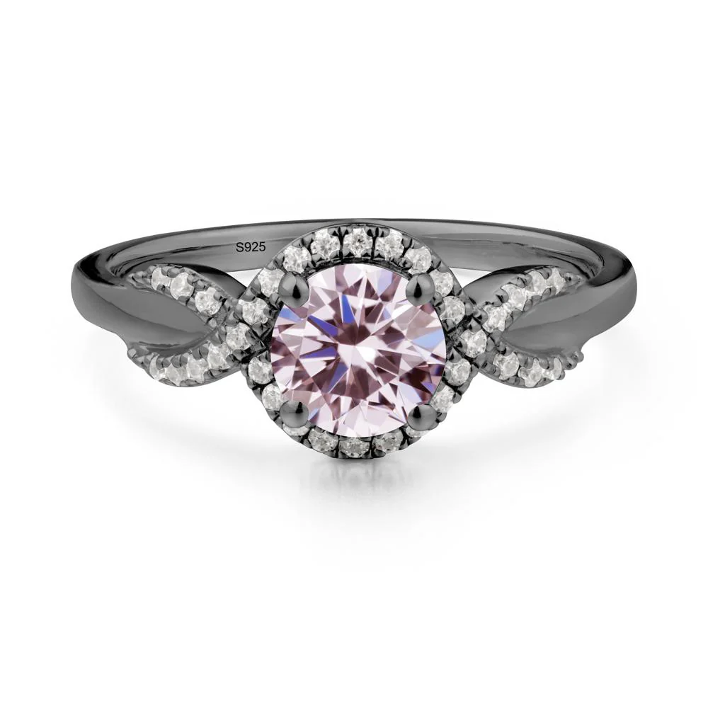 Round Pink Cubic Zirconia Halo Twist Ring - Image 9