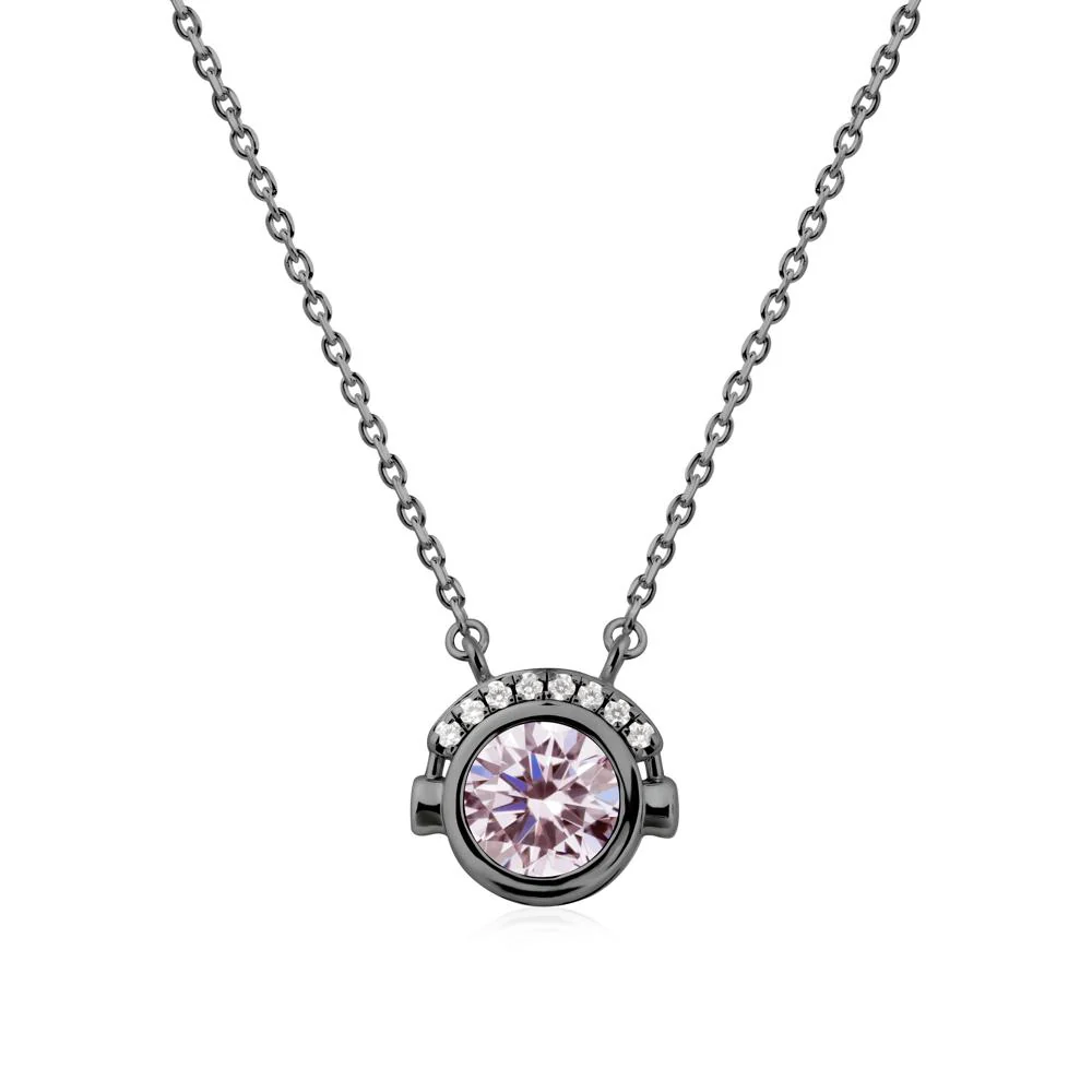 Round Pink Cubic Zirconia Headphones Necklace