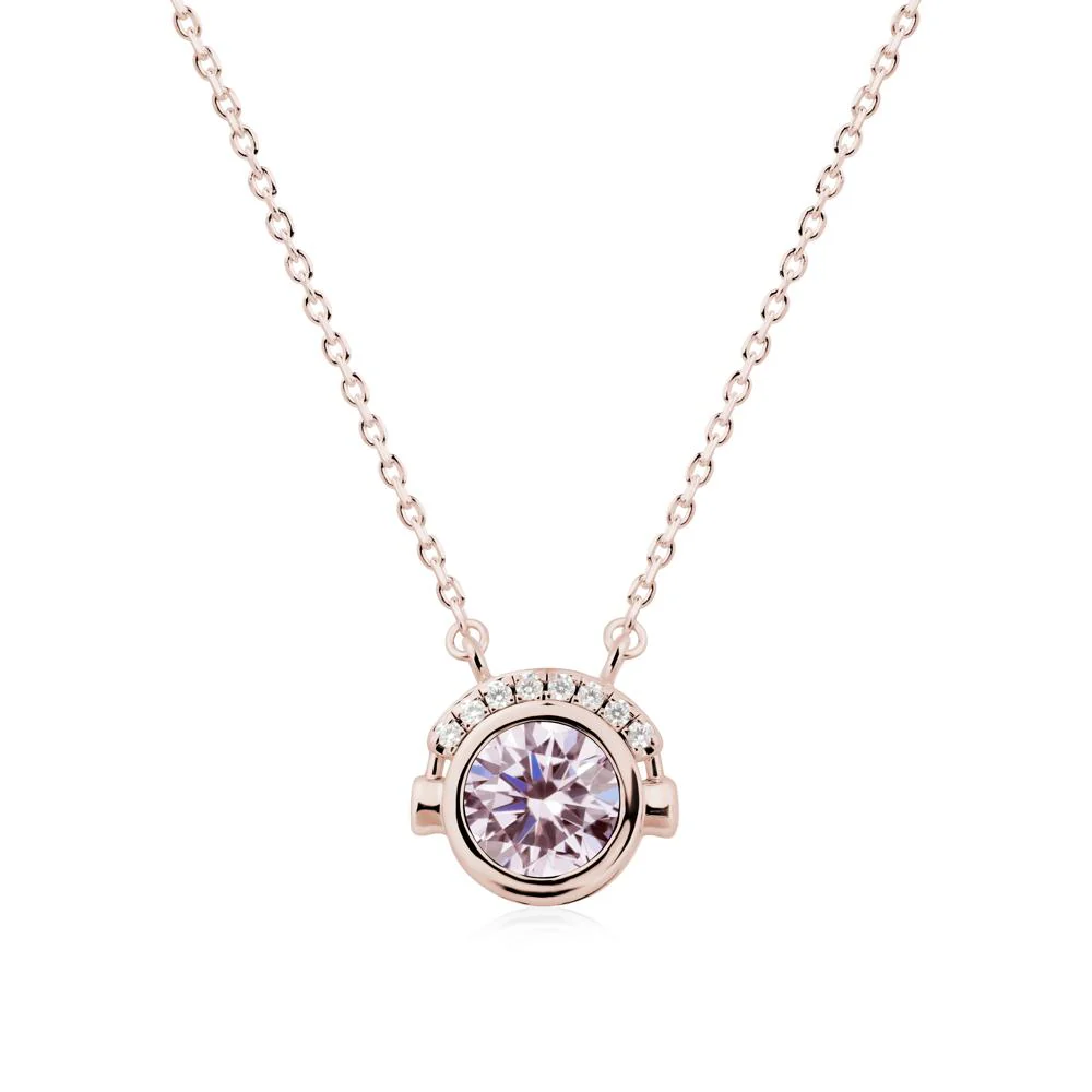 Round Pink Cubic Zirconia Headphones Necklace - Image 2