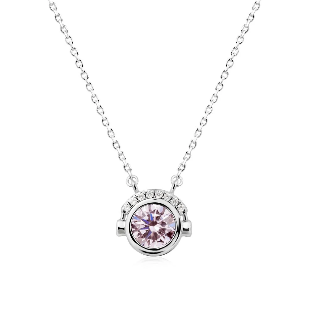 Round Pink Cubic Zirconia Headphones Necklace - Image 6