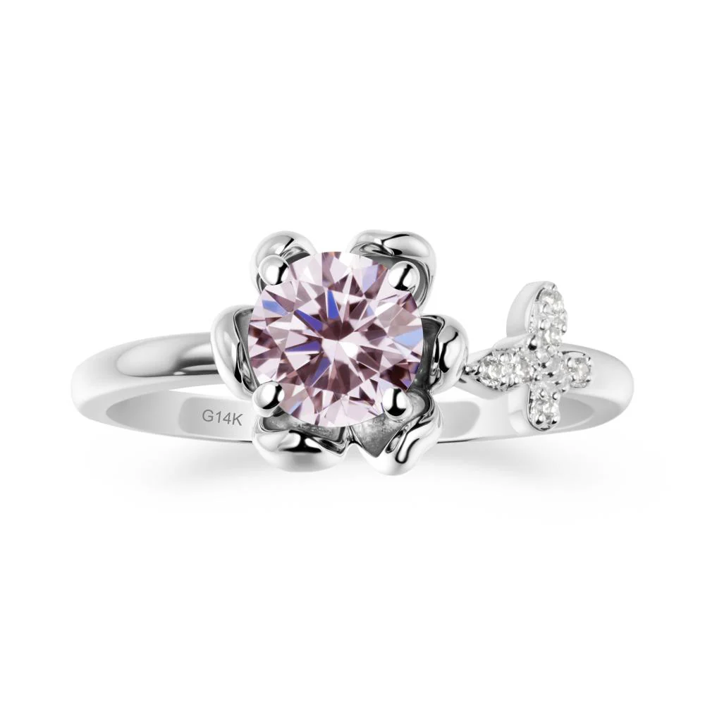 Round Pink Cubic Zirconia Petal Promise Ring - Image 3