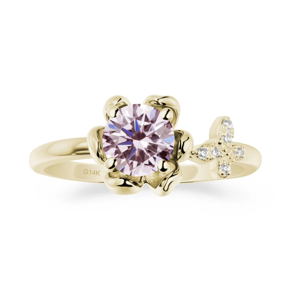 Round Pink Cubic Zirconia Petal Promise Ring - Image 4