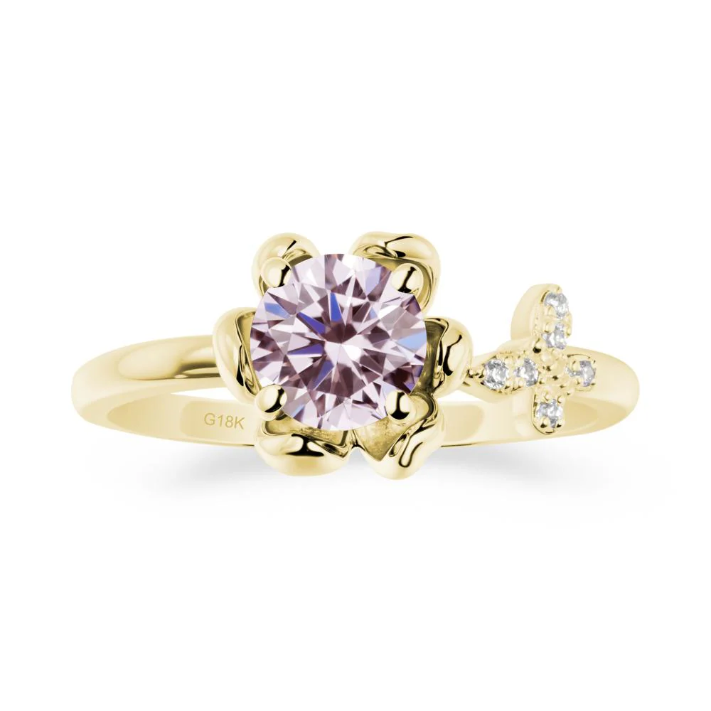 Round Pink Cubic Zirconia Petal Promise Ring - Image 7