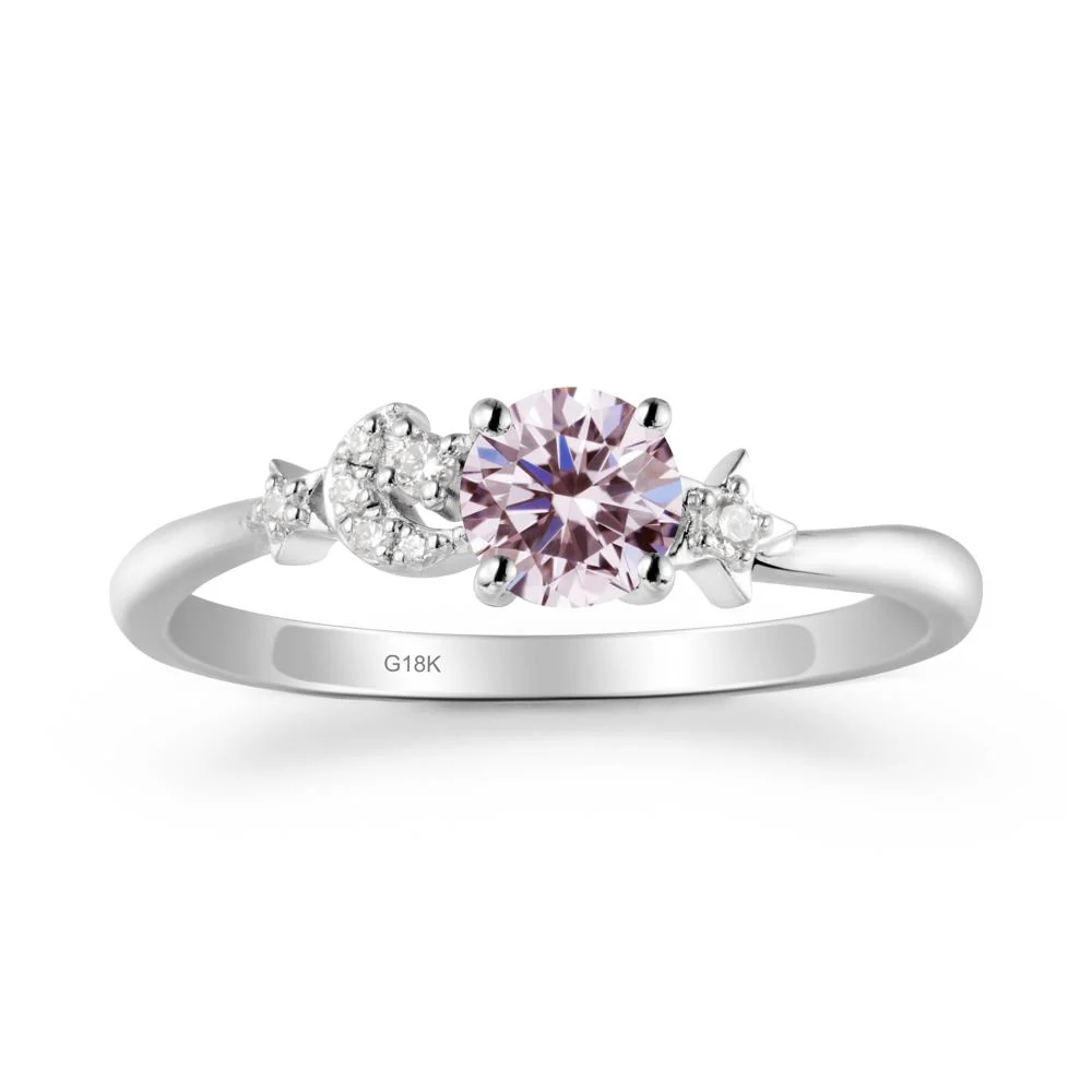 Round Pink Cubic Zirconia Ring with Moon and Pentacle - Image 6