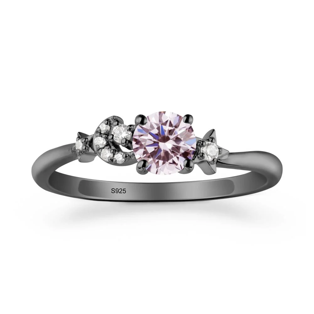 Round Pink Cubic Zirconia Ring with Moon and Pentacle - Image 8