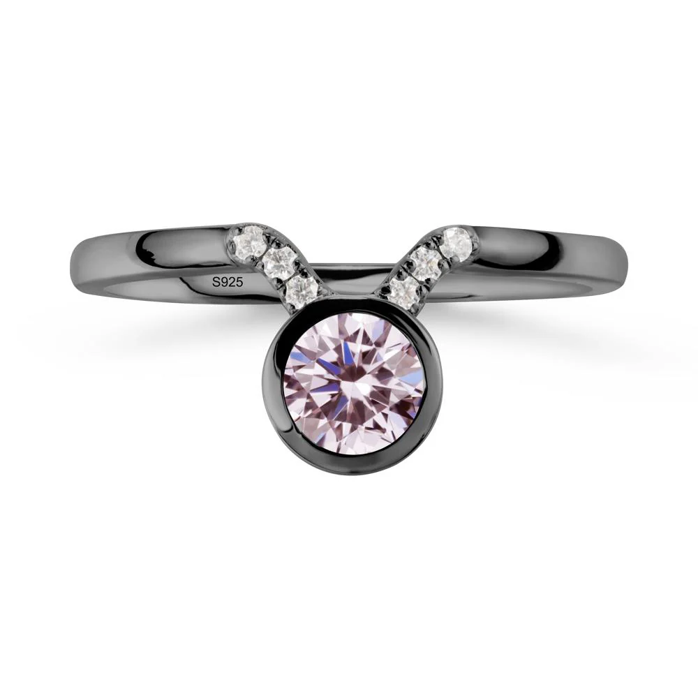 Round Pink Cubic Zirconia Taurus Zodiac Ring-Sensual & Loyal