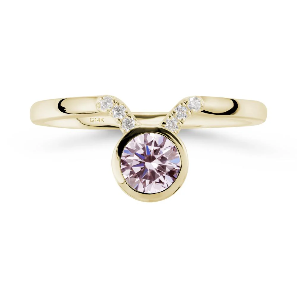 Round Pink Cubic Zirconia Taurus Zodiac Ring-Sensual & Loyal - Image 4