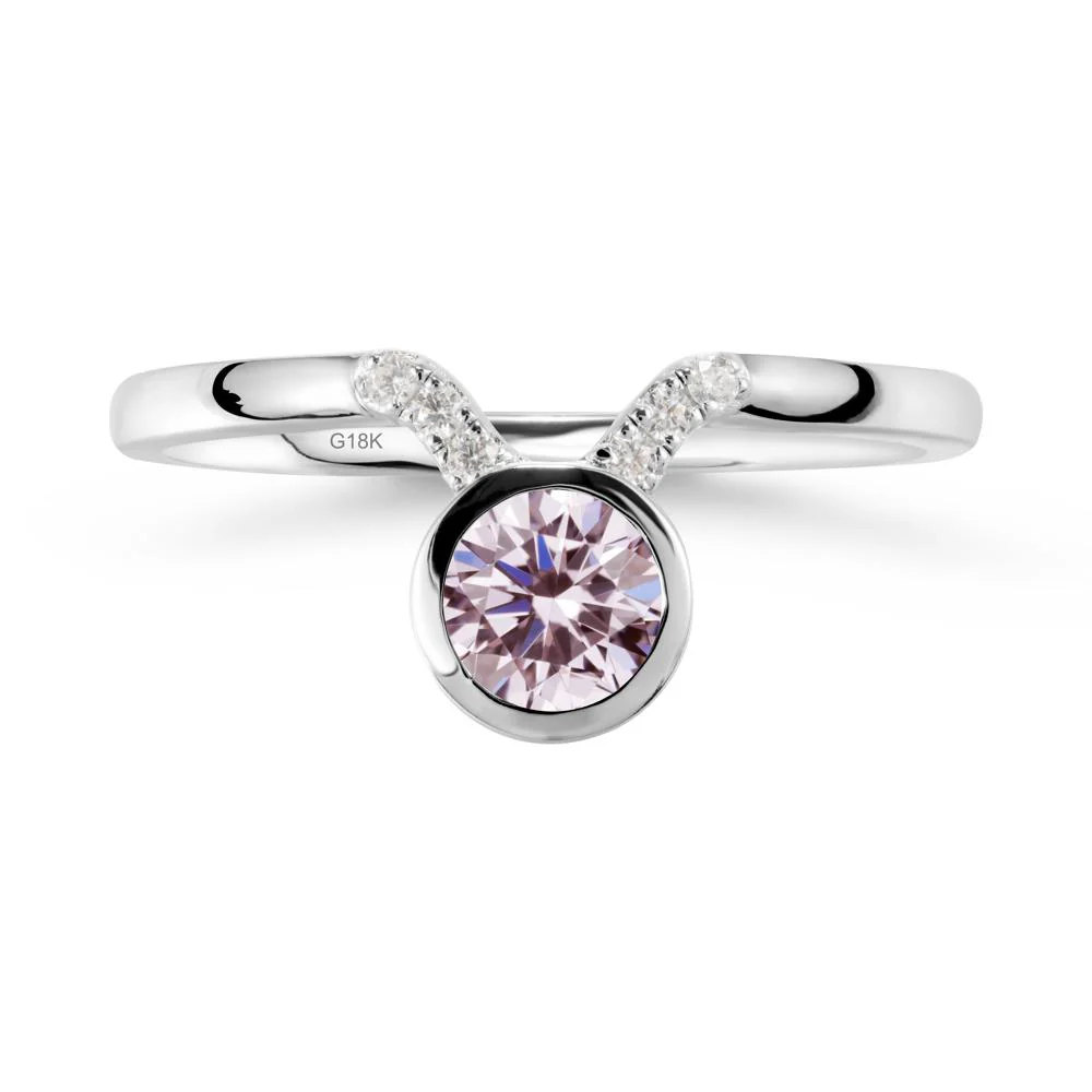 Round Pink Cubic Zirconia Taurus Zodiac Ring-Sensual & Loyal - Image 6