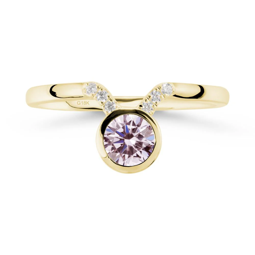 Round Pink Cubic Zirconia Taurus Zodiac Ring-Sensual & Loyal - Image 7