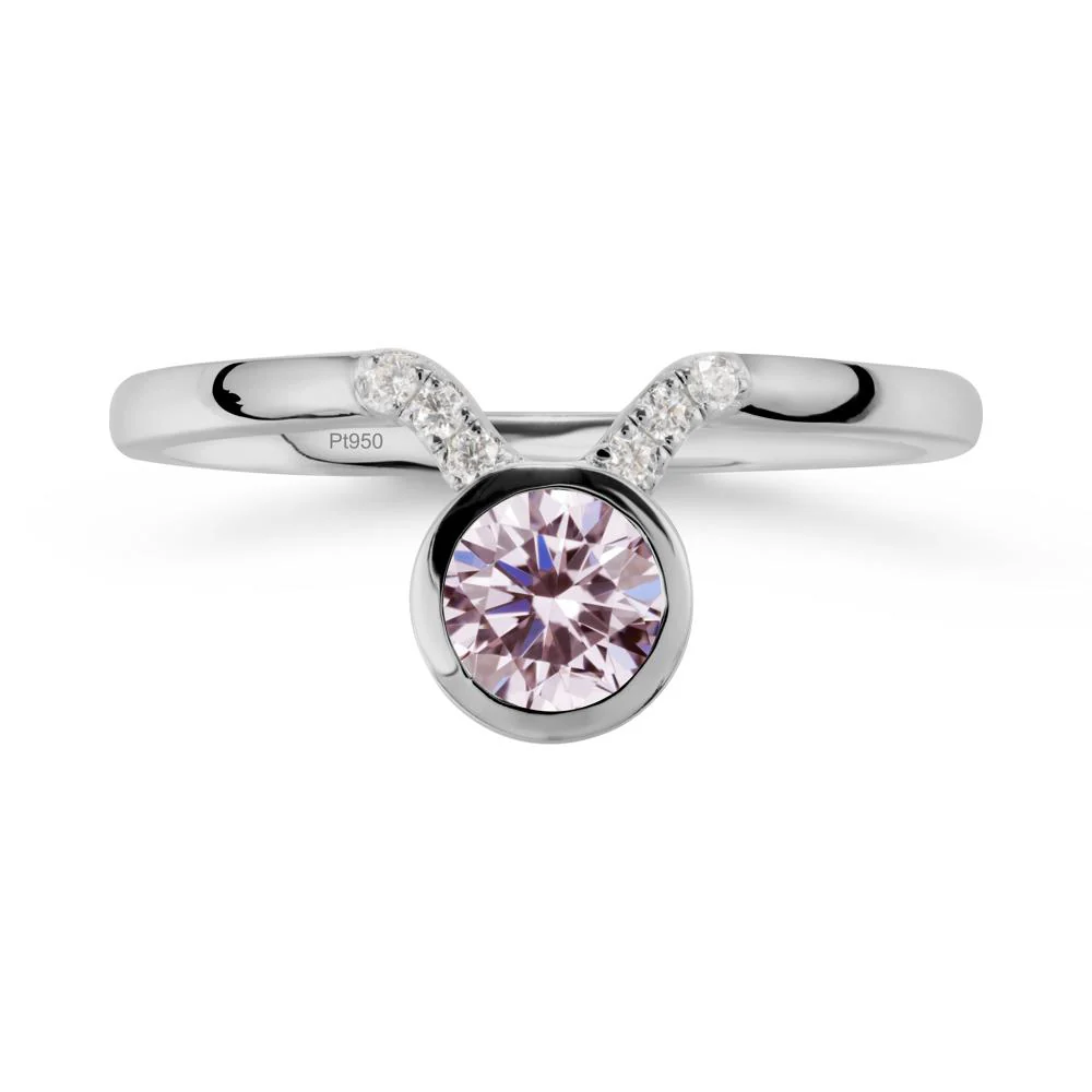 Round Pink Cubic Zirconia Taurus Zodiac Ring-Sensual & Loyal - Image 8