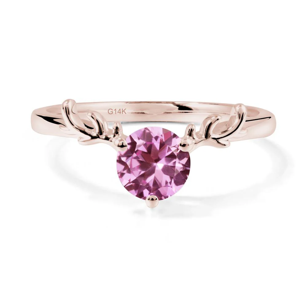 Round Pink Sapphire Antler Christmas Ring - Image 2