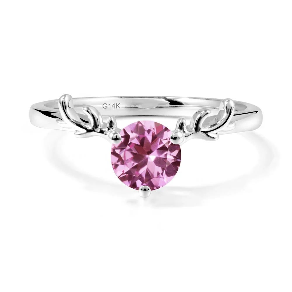 Round Pink Sapphire Antler Christmas Ring - Image 3