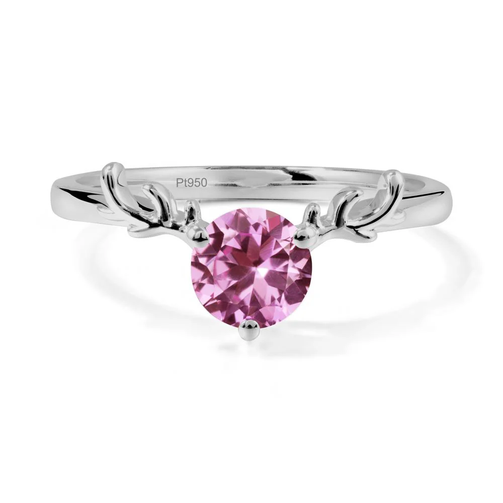 Round Pink Sapphire Antler Christmas Ring - Image 9