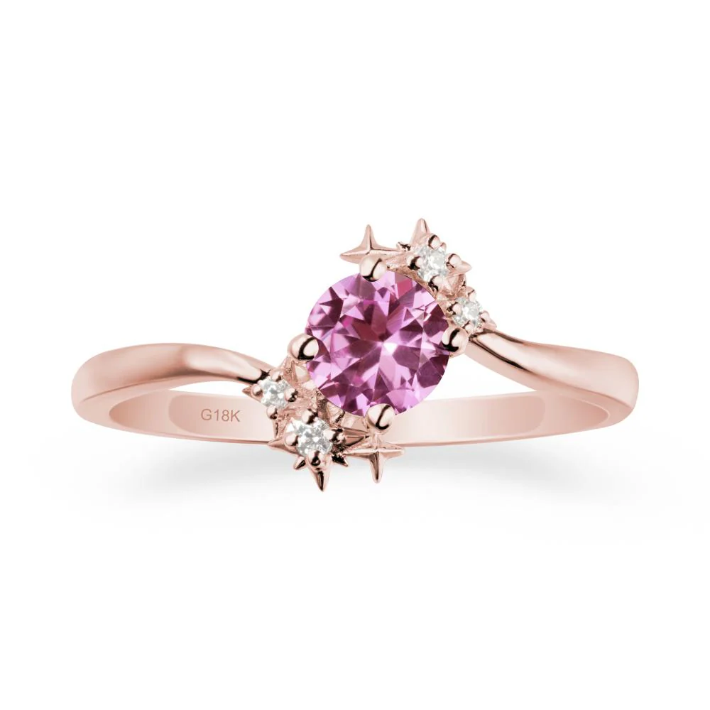 Round Pink Sapphire Bypass Ring - Image 4