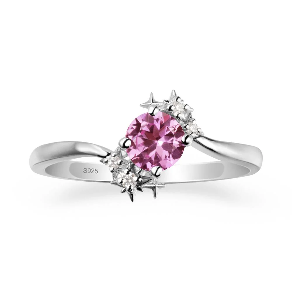 Round Pink Sapphire Bypass Ring - Image 9