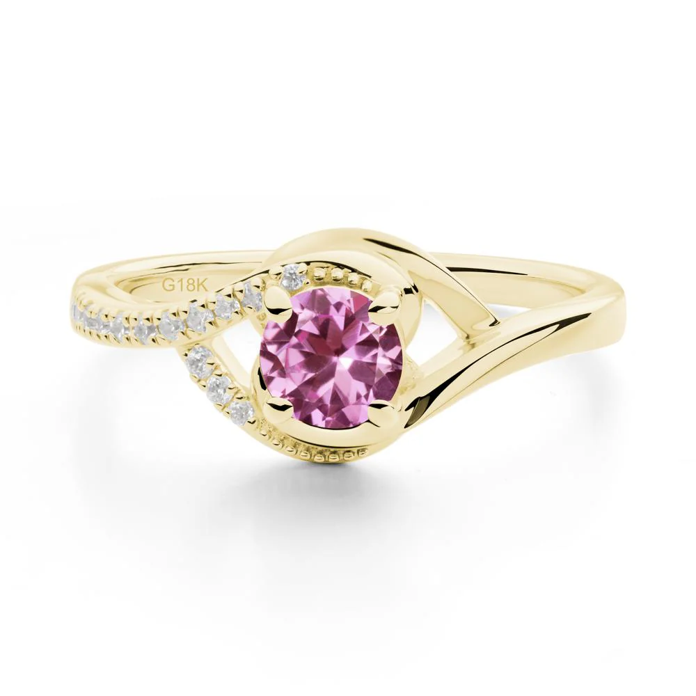 Round Pink Sapphire Bypass Statement Ring - Image 5