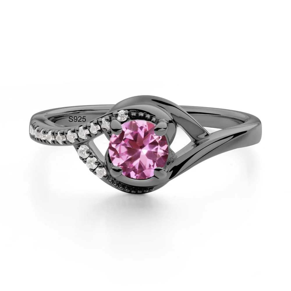 Round Pink Sapphire Bypass Statement Ring - Image 6