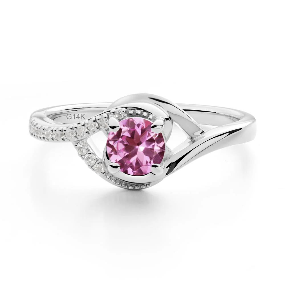 Round Pink Sapphire Bypass Statement Ring - Image 8