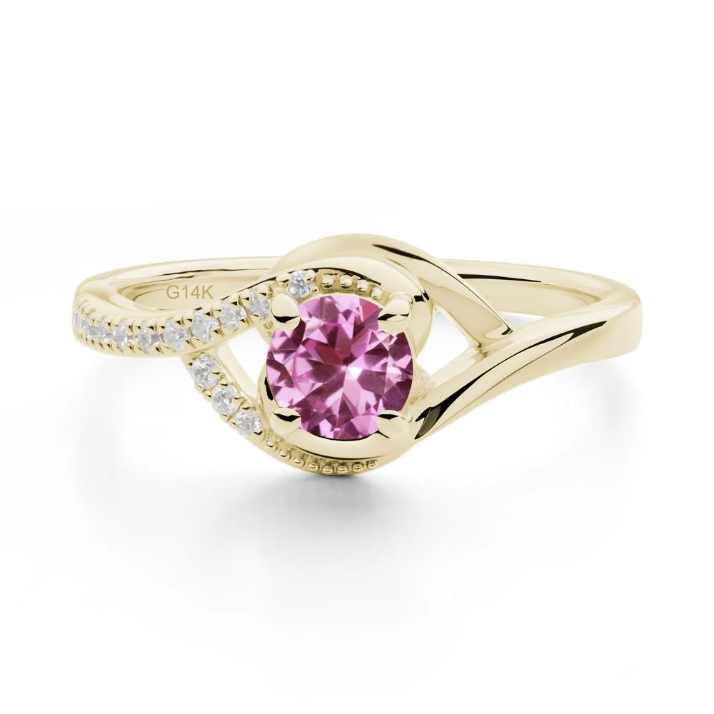 Round Pink Sapphire Bypass Statement Ring - Image 9
