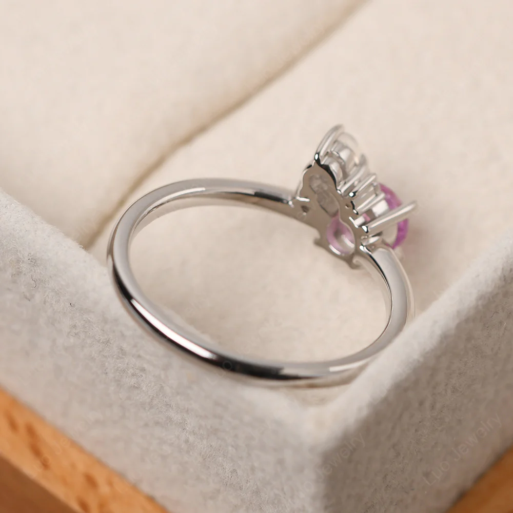 Round Pink Sapphire Engagement Ring - Image 4