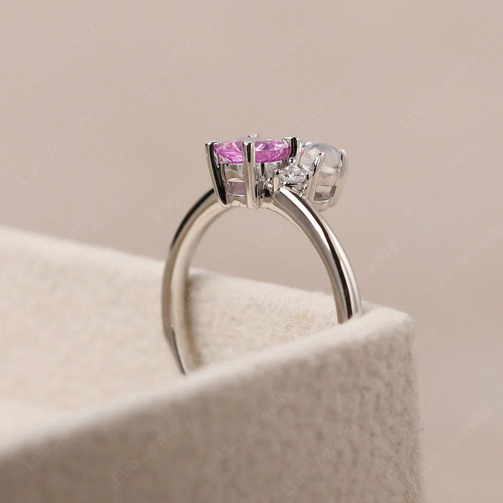 Round Pink Sapphire Engagement Ring - Image 5