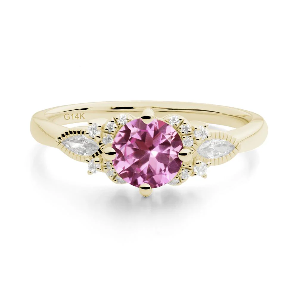 Round Pink Sapphire Floral Statement Ring