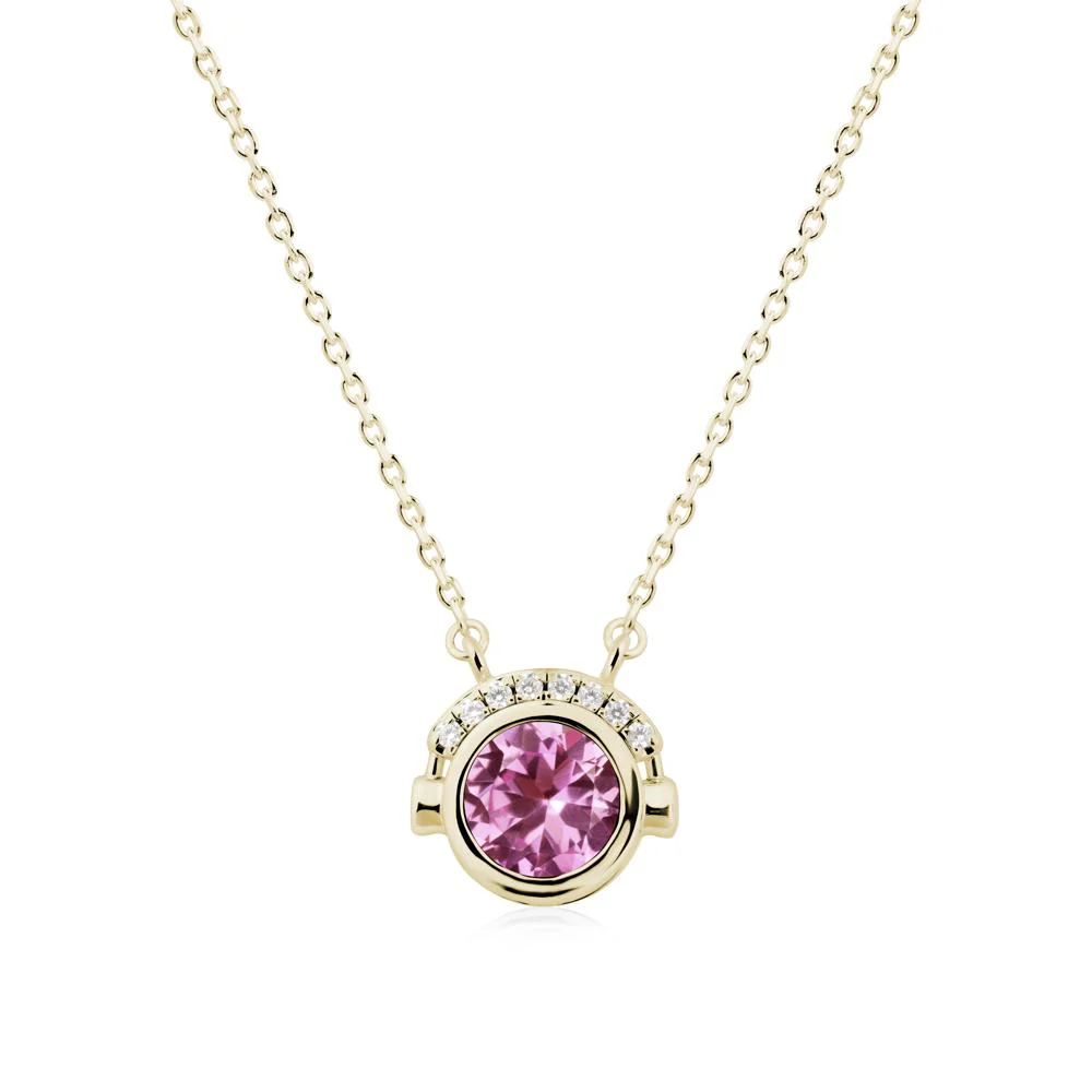 Round Pink Sapphire Headphones Necklace - Image 4