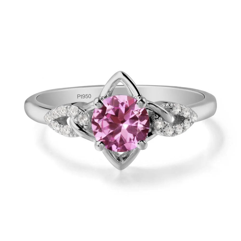 Round Pink Sapphire Ring with Celtic Knot