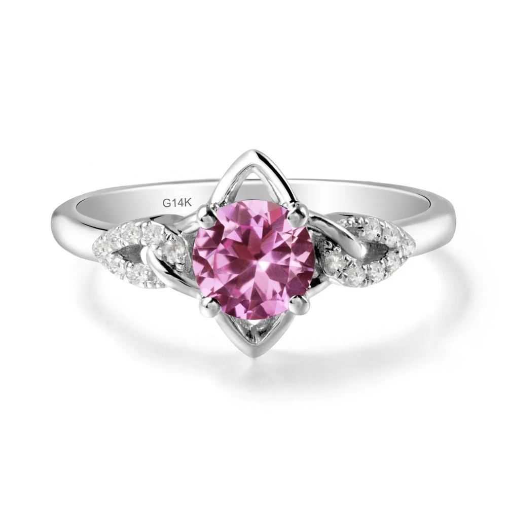 Round Pink Sapphire Ring with Celtic Knot - Image 3