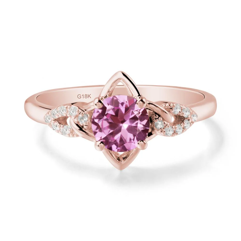 Round Pink Sapphire Ring with Celtic Knot - Image 5
