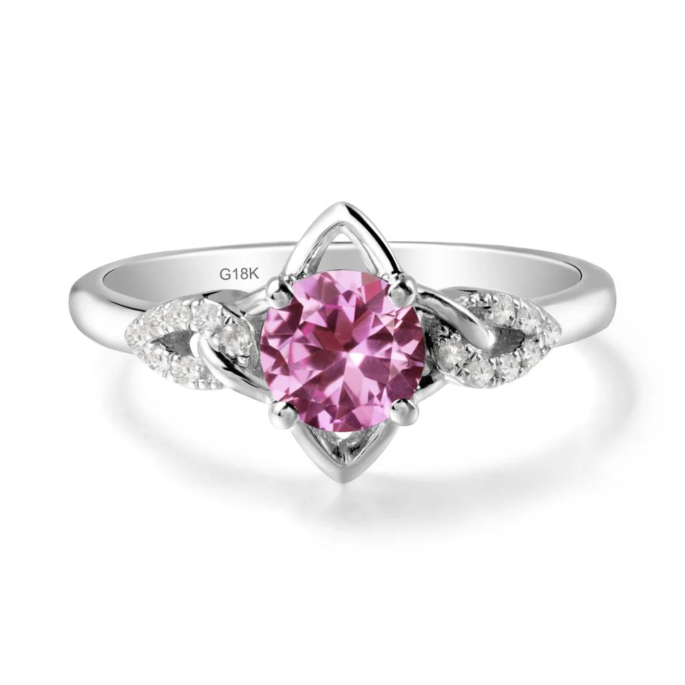 Round Pink Sapphire Ring with Celtic Knot - Image 6