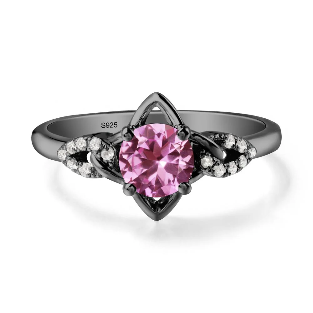 Round Pink Sapphire Ring with Celtic Knot - Image 8