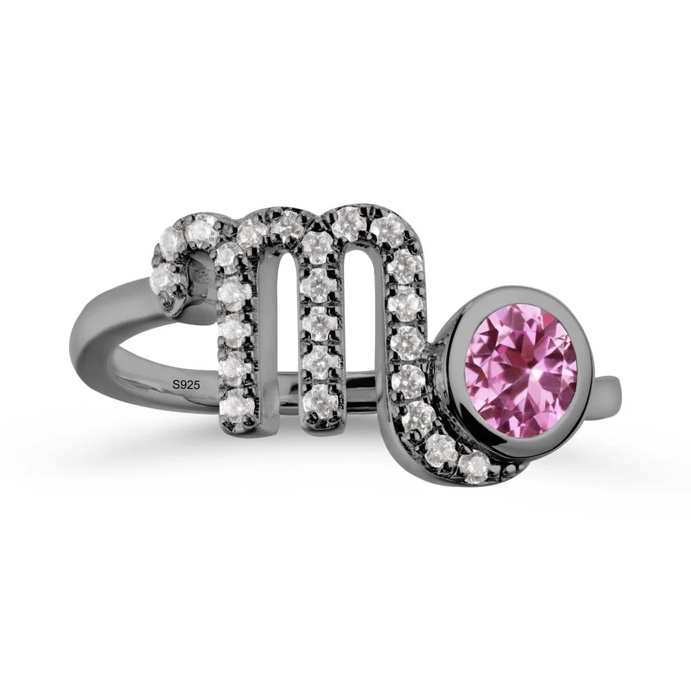 Round Pink Sapphire Wrap Around Scorpio Zodiac Ring - Image 7